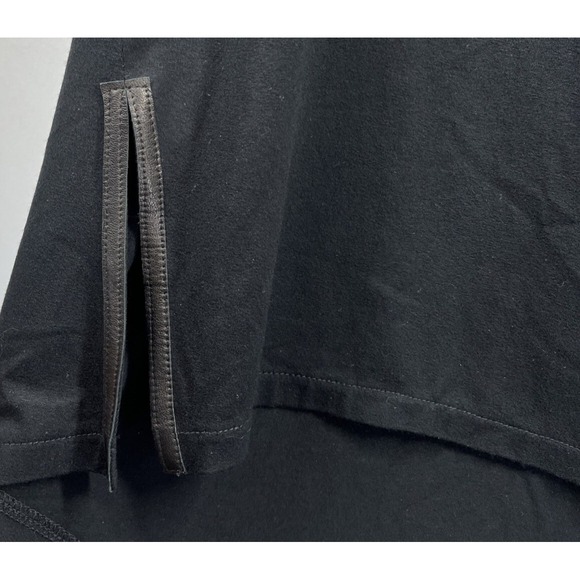 Elaine Kim Leather Trim Tunic Top‎ Sz L Gothic Black Tunic Long Sleeve Hi/Lo Hem - Picture 3 of 12